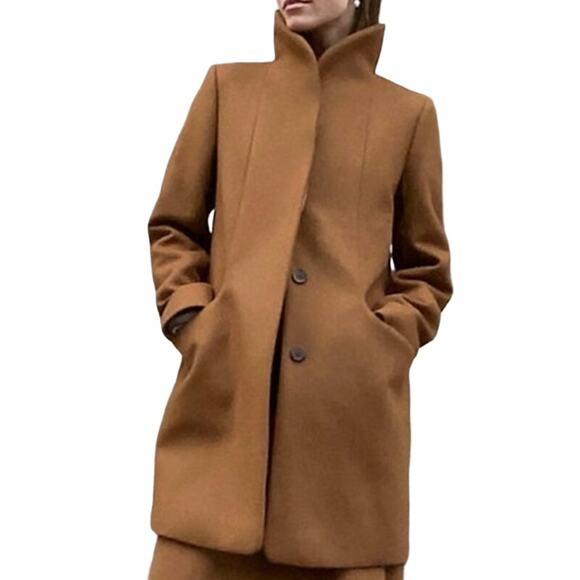 WILFRED Aritzia The Cocoon Coat Wool Cashmere Funnel Collar Neck Coat - Sz XS - Picture 1 of 8